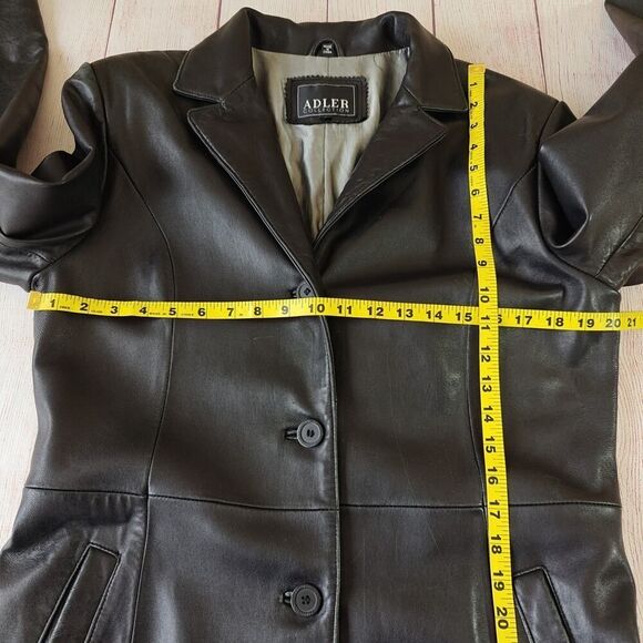 Adler Collection black 100% leather coat sz L - Picture 10 of 15